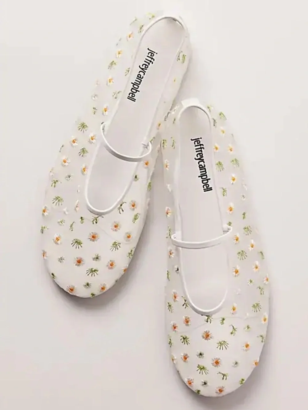 New Jeffrey Campbell x Anthropologie Pickin' Daisies 7 Embroidered Mesh Ballet